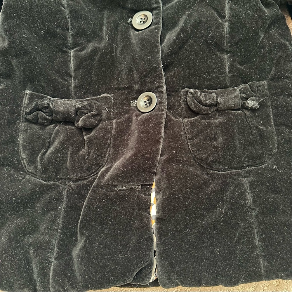 Cherokee Black Velvet Coat With Faux Fur Collar & Satin Leopard Print Lining - Picture 4 of 5